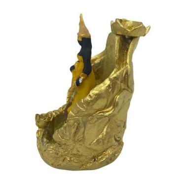 Imagem de Incensário Cascata Folha Oxum 12 Cm Dourado Em Resina - Lua Mística - 