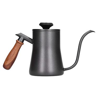 Imagem de Chaleira de café pescoço de ganso filtro termômetro 550 ml de aço inoxidável luz de faia à prova de vazamento longa vida útil suprimentos domésticos (preto (modelo de termômetro))