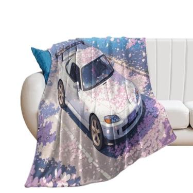 Imagem de HouLaiZhe Cobertor super macio de flanela japonesa JDM carro S2000 flores de cerejeira cobertores refrescantes leves para sofá-cama cadeira sofá carro viagem ao ar livre leve quente 101,6 cm x 127 cm
