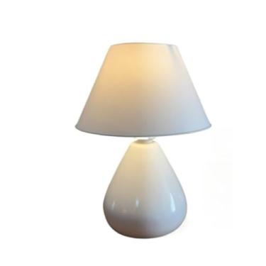 Imagem de Abajur Luminaria de Ceramica Porcelana Bivolt Cupula Gota para Decoração Quarto Escritorio Decoração(Branco)