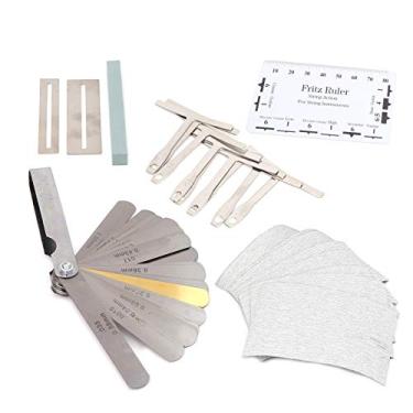 Imagem de Generic Kit de Reparo de Guitarra Essencial Medidor de Raio Compacto Régua Ferramenta de Pedra de Lixa para Presente de Guitarrista Ukuleles Baixo Longa Vida útil Metal Plástico