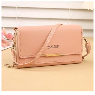 Imagem de Bolsas transversais pequenas para mulheres, carteira de couro feminina, carteira de cartão de crédito, bolsas de ombro ajustáveis para mulheres., Rosa claro, Small