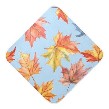 Imagem de STAYTOP Lindas toalhas de bebê com capuz de musselina de folhas de bordo, toalha de banho super macia, toalhas de banho absorventes para banho recém-nascido unissex 76 x 76 cm