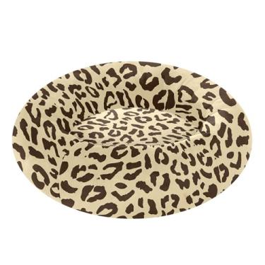 Imagem de SEHANY Cama de cachorro com estampa de leopardo, removível e lavável, pequena, redonda, cama de gato fofa, super macia, confortável para animais de estimação com fundo antiderrapante para cães