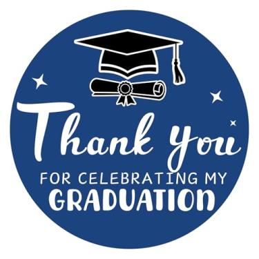 Imagem de Adesivos de agradecimento de formatura azul 60 peças adesivos de agradecimento por celebrar minha graduação, adesivo Class of 2025 para selos de envelopes, lembrancinhas de festa de formatura (azul e