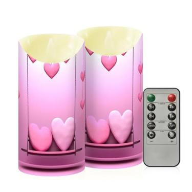 Imagem de Wassud Pacote com 2 balões fofos no balanço velas sem chama com controle remoto, velas realistas cintilantes com temporizador, velas decorativas para Natal, casamento, festa, decoração de casa, médio