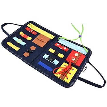 Imagem de TOPINCN Placa de Atividades para Crianças Pequenas, Brinquedo Educacional para Bebês Com Alças para Aprendizagem de Habilidades Motoras, Design de Bordas Arredondadas, Material de Pano
