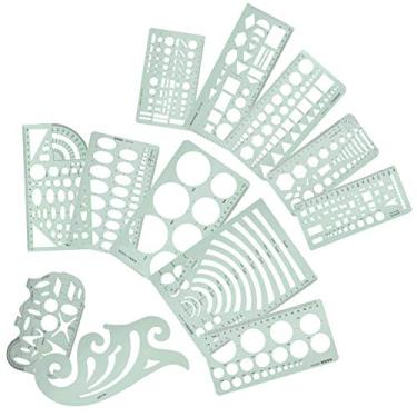 Imagem de Tnfeeon Conjunto de Régua de Modelo de Costura de 12 Peças, Modelos de Medição de Plástico Transparente Com Medidas Fracionárias Precisas para Estudantes e Arquitetos, Desenho Geométrico e Projeto