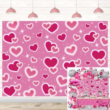 Imagem de Pano de fundo de coração rosa para fotografia início dos anos 2000 com glitter coração romântico dia dos namorados festa doce 16º aniversário 18 anos decoração de chá de noiva adereços de cabine de