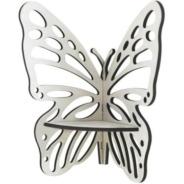 Imagem de prateleira de armazenamento de planta suspensa de madeira com design oco Prateleira flutuante montada na parede para quarto, cozinha, sala de estar, berçário " (Cores primárias)