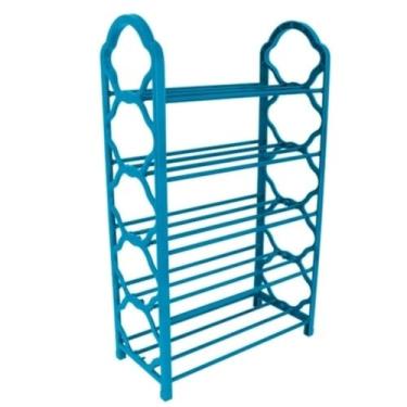 Imagem de PRATELEIRA ORGANIZADOR MULTIUSO SAPATEIRA ATE 10 PARES GRANDE ESTANTE 5 PRATELEIRAS 20 SAPATOS VERTICAL (Azul)