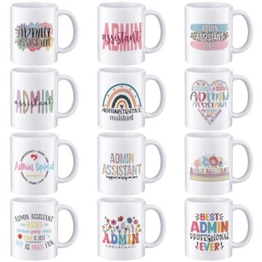 Imagem de Didaey 12 peças Caneca de dia profissional administrativa a granel presentes de agradecimento 325 ml caneca de cerâmica para café chá leite latte chocolate quente assistente social apoio ajuda
