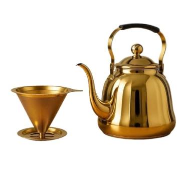 Imagem de Coador Dourado Inox Filtro Reutilizável Peneira Grande Fácil limpeza Sem ferrugem(Kit Dourado)