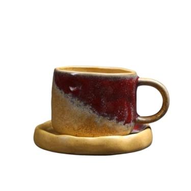 Imagem de Caneca de chá Conjunto de xícara e pires café/chá cerâmica com gradiente cor retrô Xícaras de café