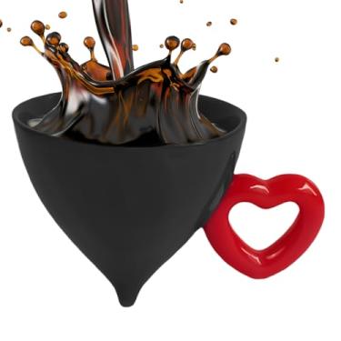 Imagem de Canecas Fofas Para Café Para Mulheres,Caneca de Cerâmica 120ml com Pega em Forma de Coração - Canecas Divertidas Pequenas Para Bebidas - Para Mulheres Meninas Aniversário Dos Namorados Casa Escritório