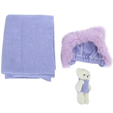 Imagem de Ainoli algodão bebê fotografia chapéu envoltório boneca brinquedo conjunto infantil bebê recém-nascido fotografia adereços (chapéu+embrulho+boneca)