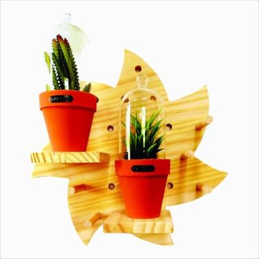 Imagem de KIAGA, Prateleira Pegboard Sol Em Madeira Pinus com 9 Pinos e 2 Prateleiras 10cm Tamanho:35X35 CM;Cor:PINUS NATURAL