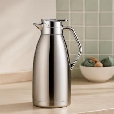 Imagem de Jarra Térmica em Aço Inox 2 Litros Para Café e Bebidas Mantém Quente e Gelado por Horas Ideal para Casa, Escritório e Reuniões Garrafa Chá Cafeteira Tererê Chimarrão Europeia Clássica