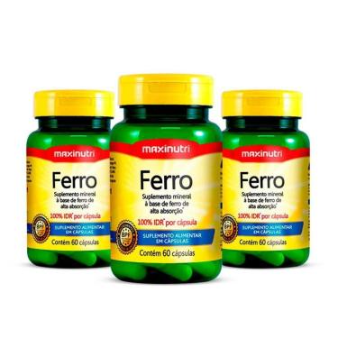 Imagem de Kit 03 Ferro 100% IDR com 60 Cápsulas Maxinutri-Unissex
