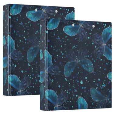 Imagem de Blue Butterflies pacote com 2 fichários pequenos com prancheta estética material escolar, pasta com prancheta com bolsos