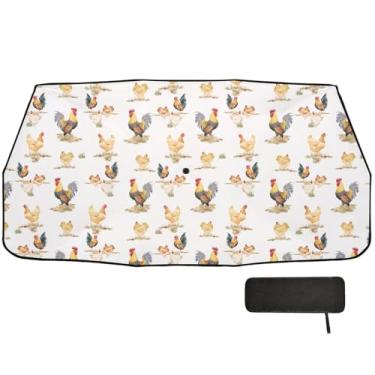 Imagem de Guarda-chuva de pára-brisa de galinha proteção solar com bloqueio UV para carro 147 x 75 cm acessórios de carro