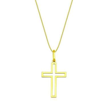 Imagem de Cordão Corrente Veneziana 60cm Pingente Crucifixo De Ouro 18k - DR Joi