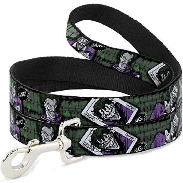 Imagem de DC Comics Coleira para animais de estimação, coleira de cachorro, poses de coringa, cartão de coringa Haha Smile Bang Cinza Verde Roxo, 1,5 m de comprimento 3 cm de largura