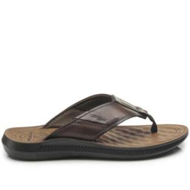 Imagem de Chinelo Pegada Masculino em Couro Pinhão 133101-01-Masculino