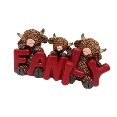 Imagem de Generic Estatueta de touro Terras Altas da Escócia em resina, peça decorativa criativa para mesa, ideal para cafeteria ou escritório, com a Família