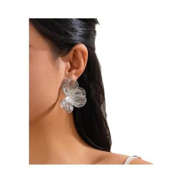 Imagem de Brincos De Flor Em Camadas Dourados Para Mulheres, Joias De Moda Cláss