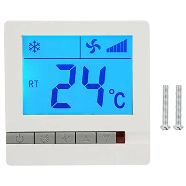 Imagem de Termostato digital LCD Controlador de temperatura de alta precisão com grande display de luz de fundo azul para unidade de fan coil de ar condicionado central ABS PC Material