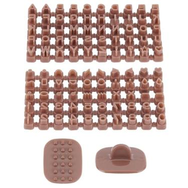 Imagem de Carimbos de letras para argila, carimbos de biscoito, letras, marrom, polímero, alfabeto, conjunto de cortadores de argila, rolo de textura de argila para biscoito de argila