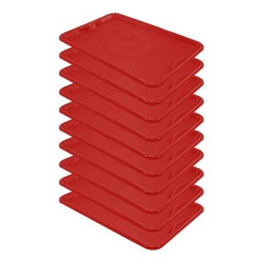 Imagem de Conjunto 10 Bandejas Plásticas Self-Service Refeição 48 x 32,5 x 2 BR-