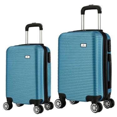 Imagem de Kit2 Mala de Viagem Bordo Padrão ANAC P+ e Grande Em ABS - EAGLE, Azul