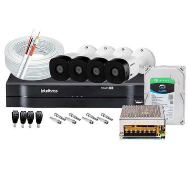 Imagem de Kit 04 Câmeras Infra Hd 720p Vhl 1120 + Dvr Mhdx Intelbras + Hd 1TB + 