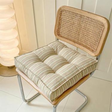 Imagem de Almofada listrada para sala de jantar, almofada quadrada grossa para cadeira, almofadas macias e acolchoadas para poltrona reclinável, ideal para tatame, sala de estar ou ioga.