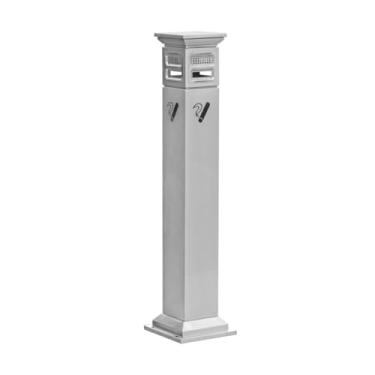 Imagem de KEG801302 Coluna de cinzas de aço inoxidável para exterior exterior com coluna de cinzas de topo plano para extintor de cigarro para recolha de bumbum de cigarro Receptáculo de extremidade de cigarro