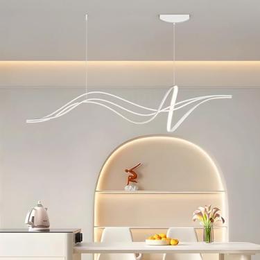 Imagem de Luminária pendente LED moderna para cozinha, ilha ou sala de jantar, com intensidade regulável e controle remoto. Ideal para sala de estar, mesa de jantar, escritório ou bar. Altura ajustáve
