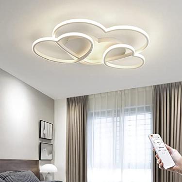 Imagem de Luminária de teto LED moderna para quarto infantil, quarto de meninas, com intensidade regulável e controle remoto. Design com cúpula de acrílico em formato de coração. Ideal para cozinha, s