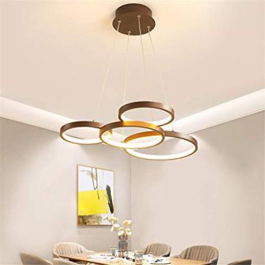 Imagem de Luminária pendente LED moderna, dimerizável com controle remoto, altura ajustável, lustre para sala de estar, sala de jantar, escritório e quarto, 42WFourrings.