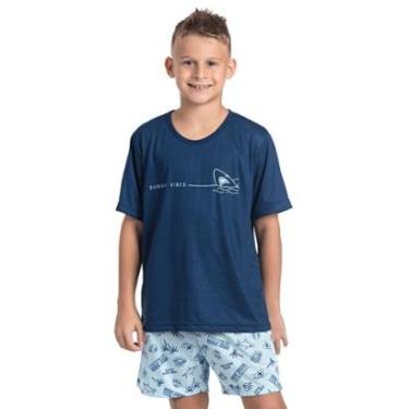 Imagem de Pijama Juvenil Masculino Azul e Short - Izitex-Masculino