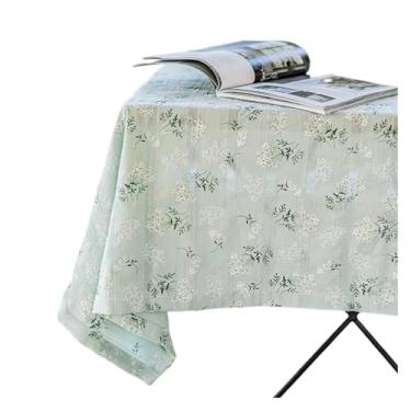 Imagem de Toalha de mesa floral de algodão, decoração de mesa de chá, capa de mesa retangular para cozinha, casamento, sala de jantar (verde, 140 x 300 cm)