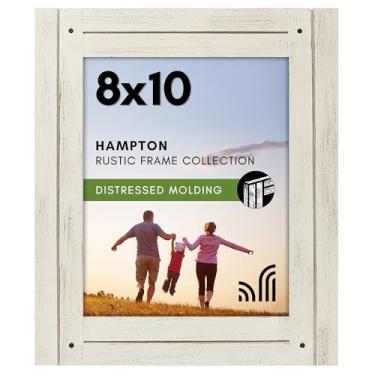 Imagem de Americanflat Porta-retrato 20 x 25 cm com vidro polido e cristalino - Coleção Hampton - Molduras de madeira envelhecida para mesa e parede - Branco Aspen