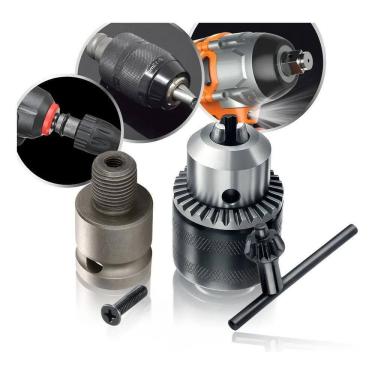 Imagem de Kit Mandril Chave 1/2 Rosca 1,5-13Mm + Adaptador De Impacto