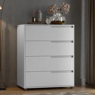 Imagem de Cômoda Quarto 80cm x 104cm com 4 Gavetas Usinadas 100% MDF - Casamia Q