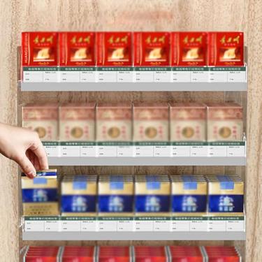 Imagem de Suporte automático de exibição de cigarro montado na parede - Organizador de empurrador de prateleira de acrílico para finalização de compra, bar, farmácia - Dispensador de cigarro que economiza