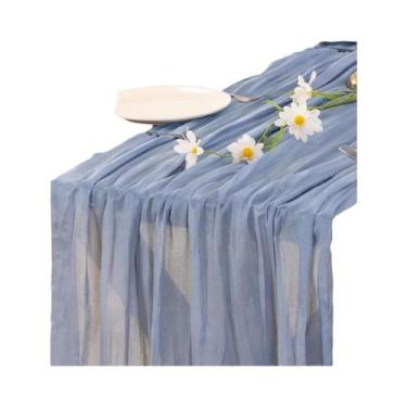 Imagem de Caminho De Mesa Boho Semi-Transparente Em Tecido Gaze Rústico Para Cas