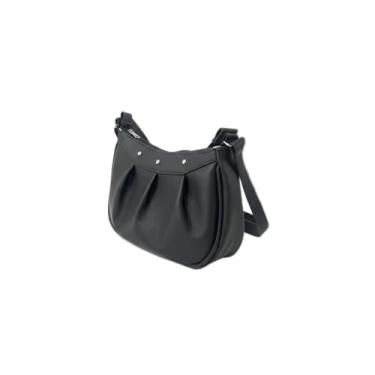 Imagem de Bolsa Transversal Feminina em Couro Sintético, Alça Ajustável, Moderna e Versátil (Preto)