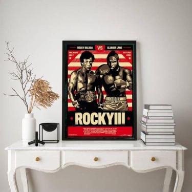 Imagem de Quadro Rocky Balboa III 45x34cm com Vidro e Moldura Branca