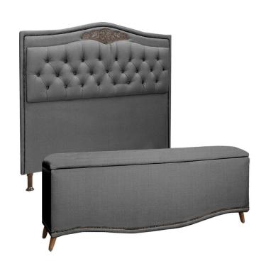 Imagem de Cabeceira E Calçadeira Holanda 160cm Shop Das Cabeceiras Trovão